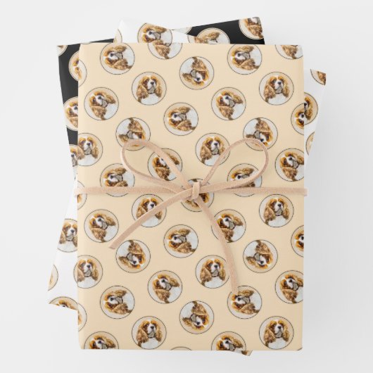 Cavalier King Charles Spaniel Cav Dog Art Malerei Geschenkpapier Set (Beispiel)