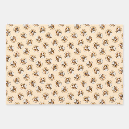 Cavalier King Charles Spaniel Cav Dog Art Malerei Geschenkpapier Set (Vorderseite)