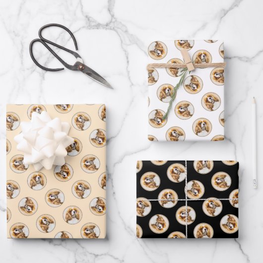 Cavalier King Charles Spaniel Cav Dog Art Malerei Geschenkpapier Set (Vorderseite)