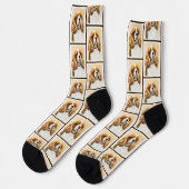 Cavalier King Charles Spaniel Cav Dog Art Malerei Socken (Linkes Detail)