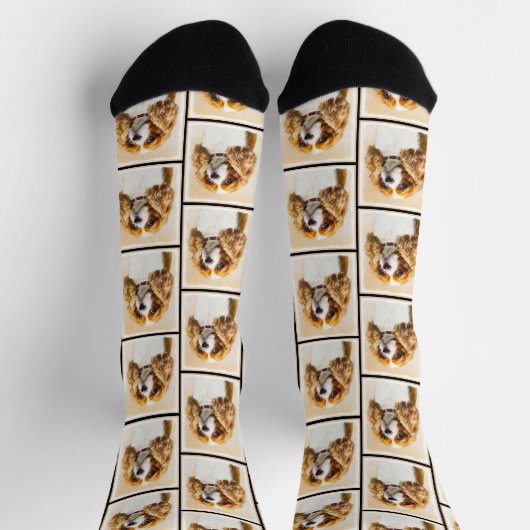 Cavalier King Charles Spaniel Cav Dog Art Malerei Socken (Oben)