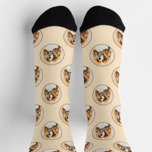 Cavalier King Charles Spaniel Cav Dog Art Malerei Socken (Oben)