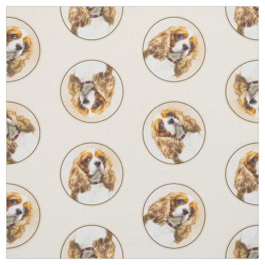 Cavalier King Charles Spaniel Cav Dog Art Malerei Stoff (Muster)