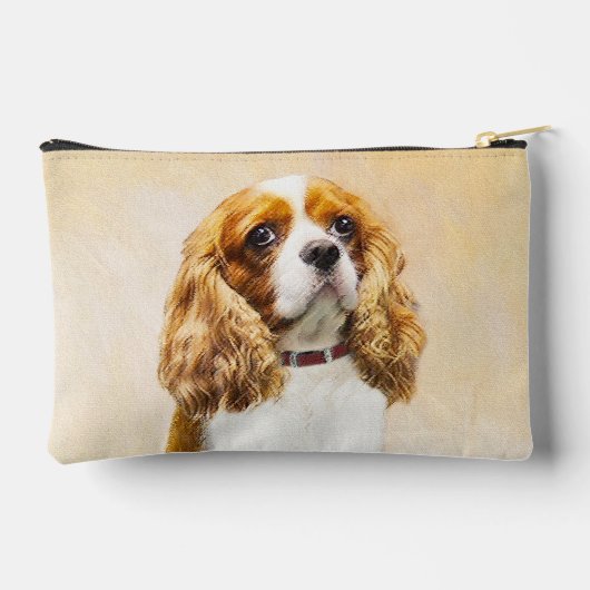 Cavalier King Charles Spaniel Cav Dog Art Malerei Zubehörtasche (Rückseite)