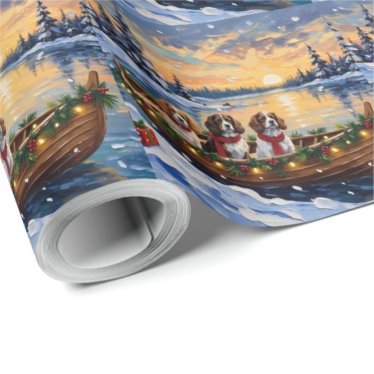 Cavalier King Charles Spaniel Christmas Boat Geschenkpapier (Rolleneckpunkt)