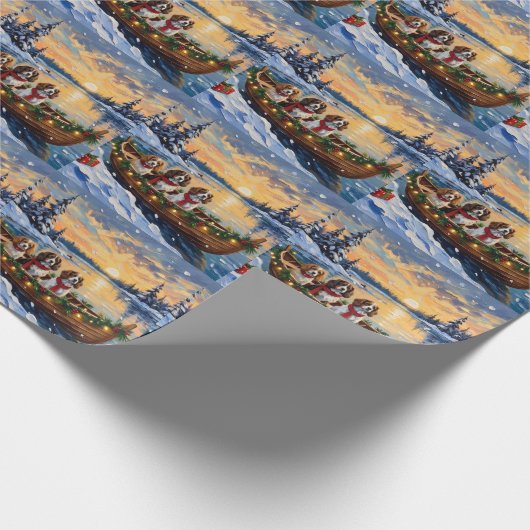 Cavalier King Charles Spaniel Christmas Boat Geschenkpapier (Ecke)