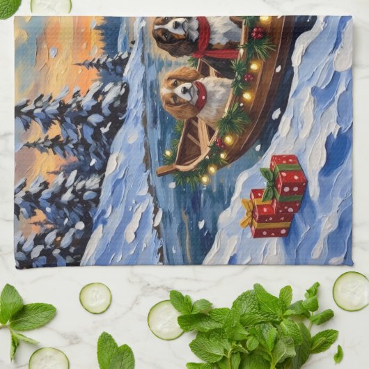 Cavalier King Charles Spaniel Christmas Boat Geschirrtuch (Gefaltet)