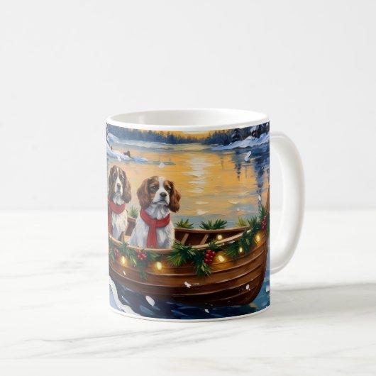 Cavalier King Charles Spaniel Christmas Boat Kaffeetasse (VorderseiteRechts)