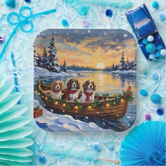 Cavalier King Charles Spaniel Christmas Boat Pappteller (Party)