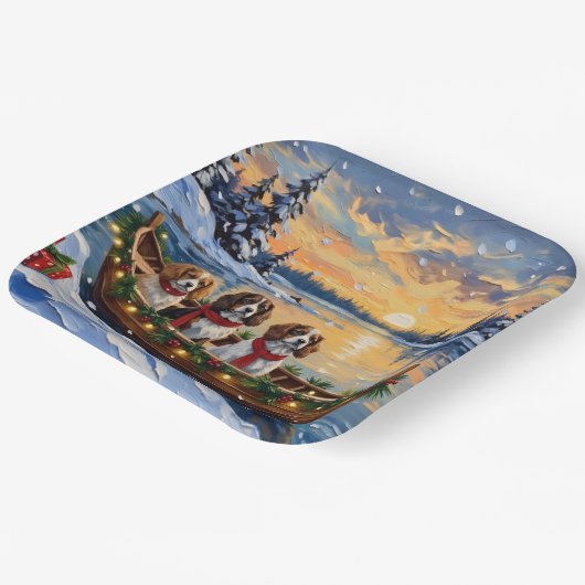 Cavalier King Charles Spaniel Christmas Boat Pappteller (Gewinkelt)