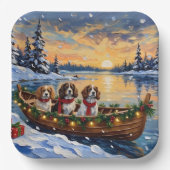 Cavalier King Charles Spaniel Christmas Boat Pappteller (Vorderseite)