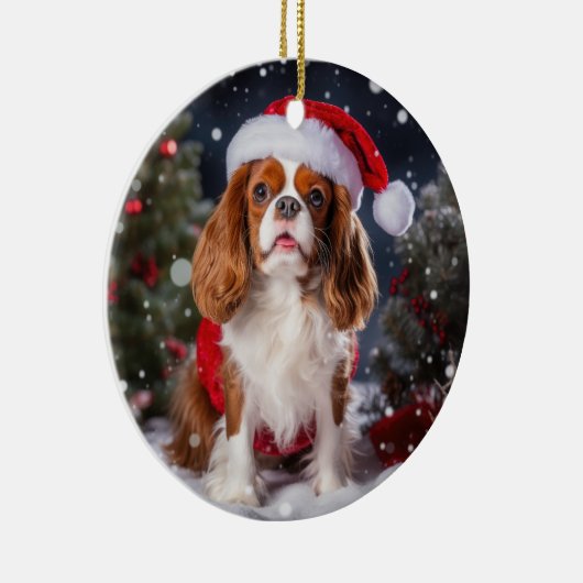 Cavalier King Charles Spaniel Christmas Keepake Keramik Ornament (Rechts)