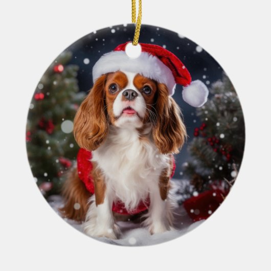Cavalier King Charles Spaniel Christmas Keepake Keramik Ornament (Vorne)