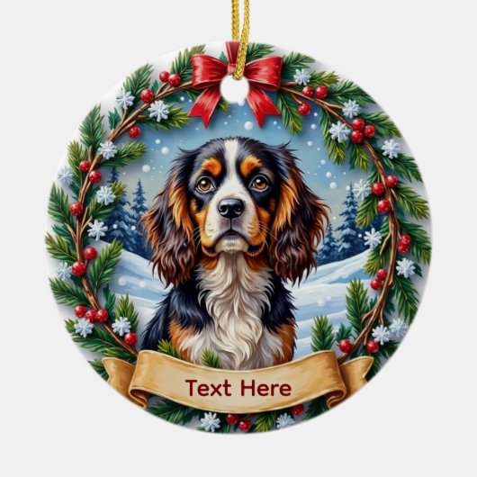 Cavalier King Charles Spaniel Christmas Keramik Ornament (Vorne)