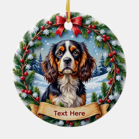 Cavalier King Charles Spaniel Christmas Keramik Ornament (Hinten)