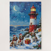 Cavalier King Charles Spaniel Christmas Lighthouse Puzzle (Vertikal)
