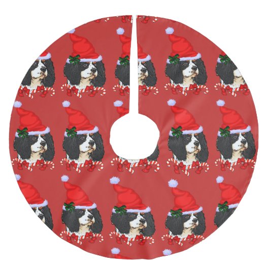 Cavalier King Charles Spaniel Christmas Merry Polyester Weihnachtsbaumdecke (Vorderseite)