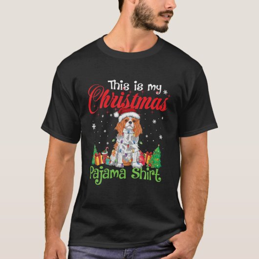 Cavalier King Charles Spaniel Christmas Pajama Dog T-Shirt (Vorderseite)