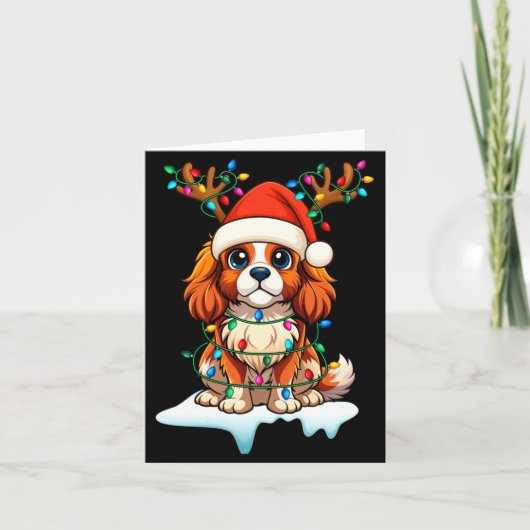 Cavalier King Charles Spaniel Christmas Reindeer P Karte (Vorderseite)