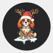 Cavalier King Charles Spaniel Christmas Reindeer P Runder Aufkleber (Vorderseite)