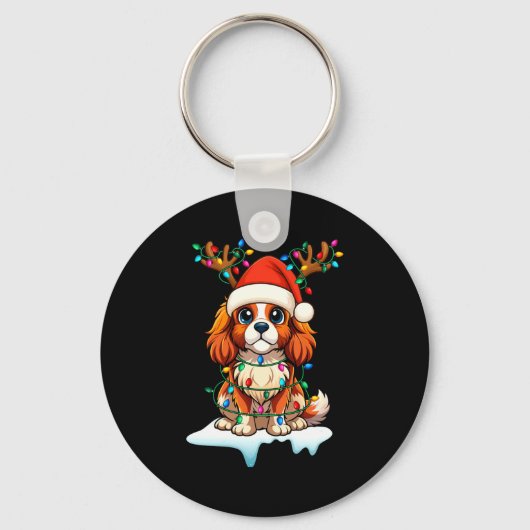 Cavalier King Charles Spaniel Christmas Reindeer P Schlüsselanhänger (Vorderseite)