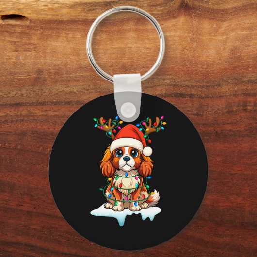 Cavalier King Charles Spaniel Christmas Reindeer P Schlüsselanhänger (Vorderseite)