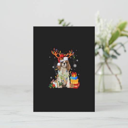 Cavalier King Charles Spaniel Christmas Reindeer S Einladung (Stehend Vorderseite)