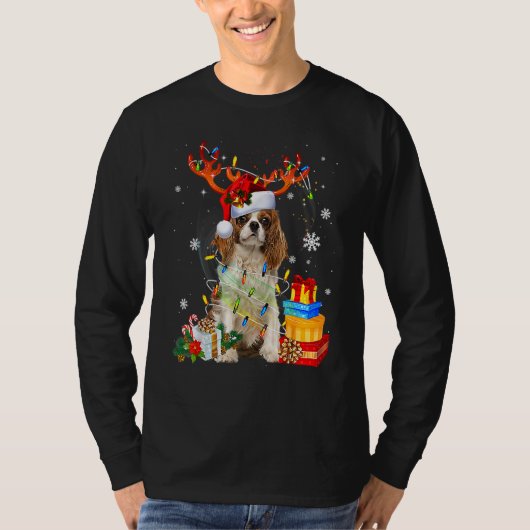 Cavalier King Charles Spaniel Christmas Reindeer S T-Shirt (Vorderseite)