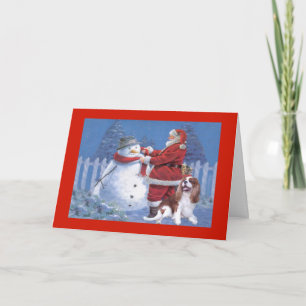 Cavalier King Charles Spaniel Christmas Snowman Feiertagskarte
