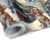 Cavalier King Charles Spaniel Christmas Train Geschenkpapier (Rolleneckpunkt)