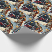 Cavalier King Charles Spaniel Christmas Train Geschenkpapier (Ecke)