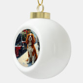 Cavalier King Charles Spaniel Christmas Train Keramik Kugel-Ornament (Rechts)