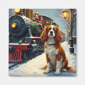 Cavalier King Charles Spaniel Christmas Train Magnet (Vorne)