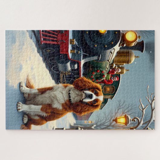 Cavalier King Charles Spaniel Christmas Train Puzzle (Horizontal)