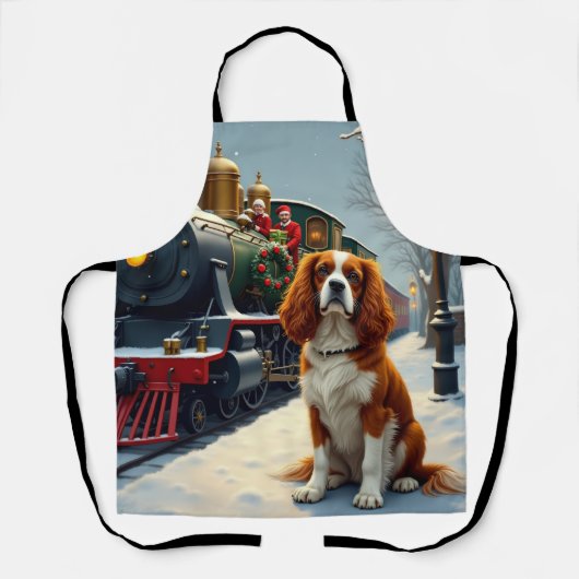 Cavalier King Charles Spaniel Christmas Train Schürze (Vorderseite)