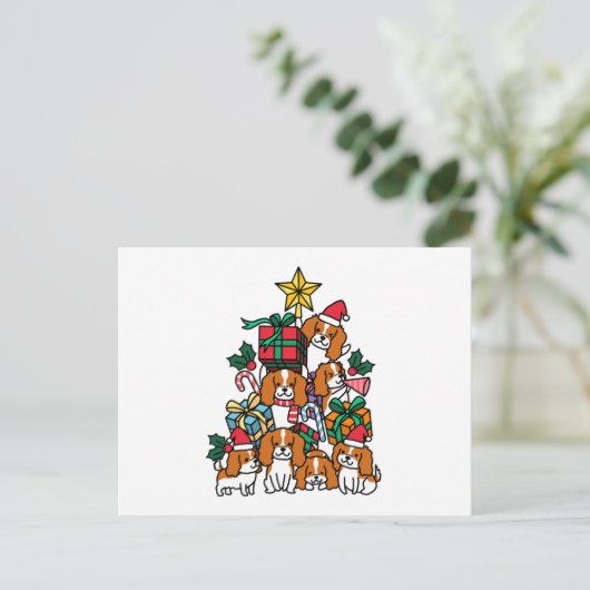 Cavalier King Charles Spaniel Christmas Tree Postkarte (Stehend Vorderseite)