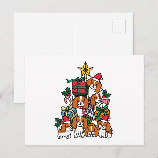 Cavalier King Charles Spaniel Christmas Tree Postkarte (Vorne/Hinten)
