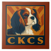 Cavalier King Charles Spaniel CKCS Retro Fliese (Vorderseite)