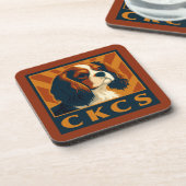 Cavalier King Charles Spaniel CKCS Retro Getränkeuntersetzer (Linke Seite)