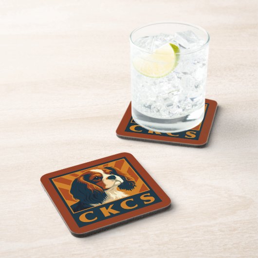 Cavalier King Charles Spaniel CKCS Retro Getränkeuntersetzer (Rechte Seite)