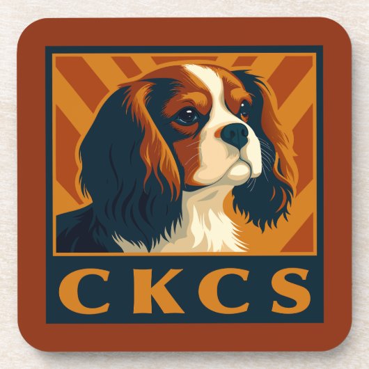 Cavalier King Charles Spaniel CKCS Retro Getränkeuntersetzer (Vorderseite)