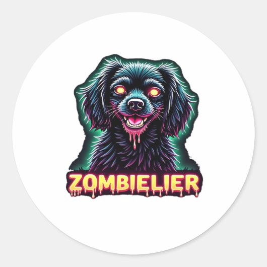 Cavalier King Charles Spaniel CKCS Zombie Dog Hall Runder Aufkleber (Vorderseite)