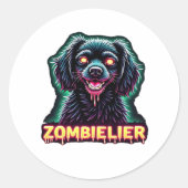 Cavalier King Charles Spaniel CKCS Zombie Dog Hall Runder Aufkleber (Vorderseite)
