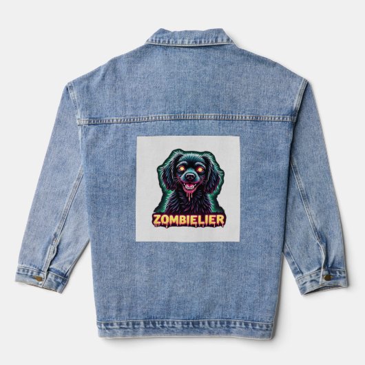 Cavalier King Charles Spaniel CKCS Zombie-Hund Hal Jeansjacke (Rückseite)