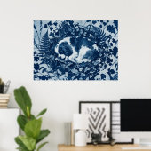 Cavalier King Charles Spaniel Cyanotypie Botanisch Poster (Heimbüro)