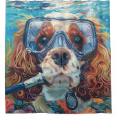 Cavalier King Charles Spaniel Diving Underwater Duschvorhang (Vorderseite)