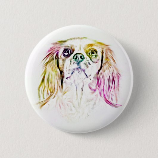 Cavalier King Charles Spaniel Dog Art Painting Button (Vorderseite)