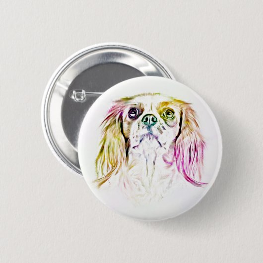 Cavalier King Charles Spaniel Dog Art Painting Button (Vorne & Hinten)