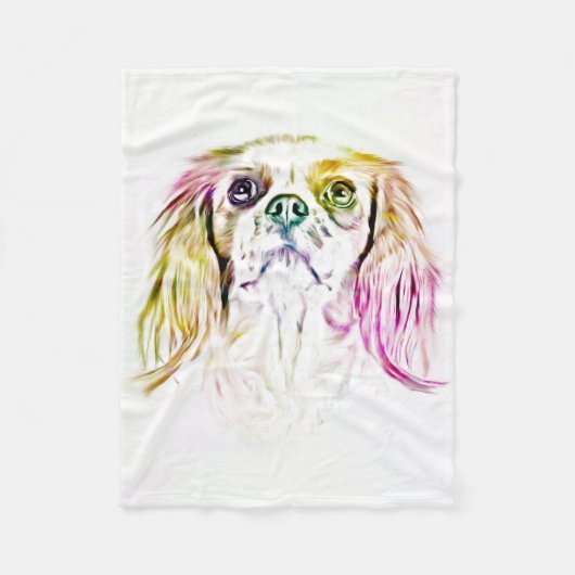 Cavalier King Charles Spaniel Dog Art Painting Fleecedecke (Vorderseite)
