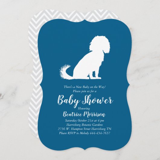 Cavalier King Charles Spaniel Dog Baby Shower Boy Einladung (Vorne/Hinten)